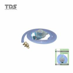 TDS Gas Set-Gas Low Pressure Regulator/1 Layer Hose-1.5 Meter/Hose clip-2Pcs (PLASTIC PACKING)