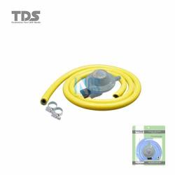 TDS Gas Set-Gas Low Pressure Regulator/1 Layer Hose-1.5 Meter/Hose Screw clip-2Pcs (PLASTIC PACKING)