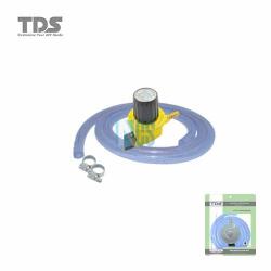 TDS Gas Set-Gas Low Pressure Regulator/1 Layer Hose-1.5 Meter/Hose clip-2Pcs (PLASTIC PACKING)