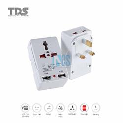 TDS ADAPTER UK PLUG TO 2 MULTI SOCKET/DUAL 1A USB