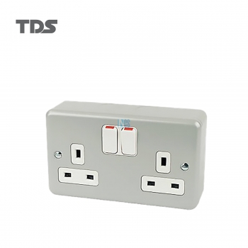 TDS Metal Switch Socket 13A - 2 Gang